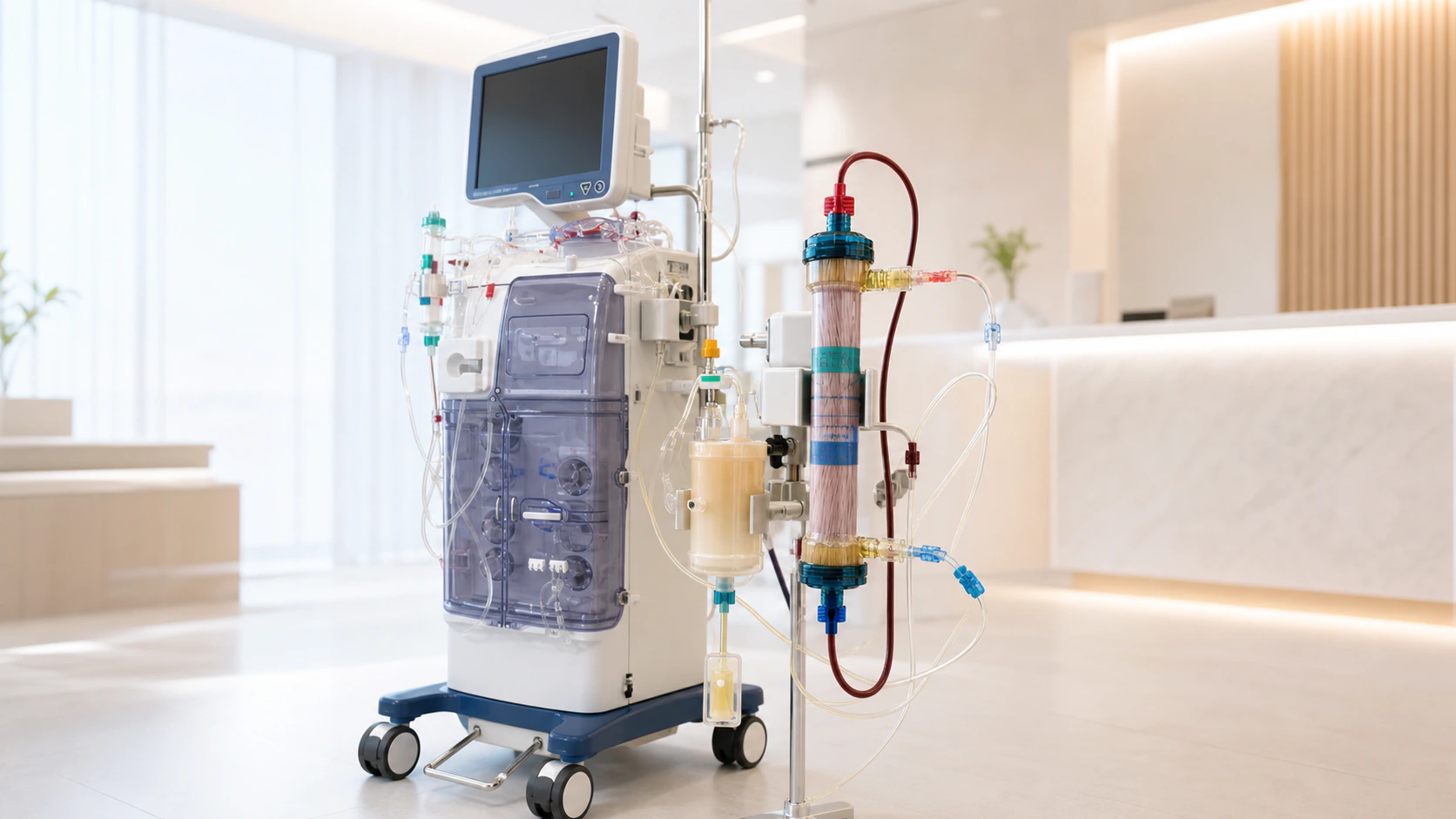 Máy lọc máu và 2 cục lọc máu độc quyền của Tập Đoàn EVER, độc quyền và duy nhật tại Nhật Bản.